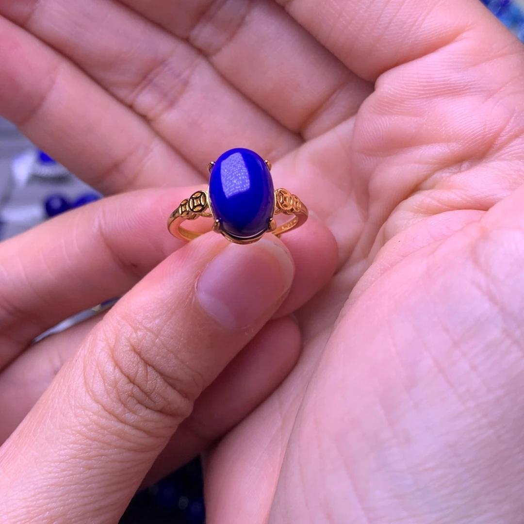 青金石银S925镶嵌戒指