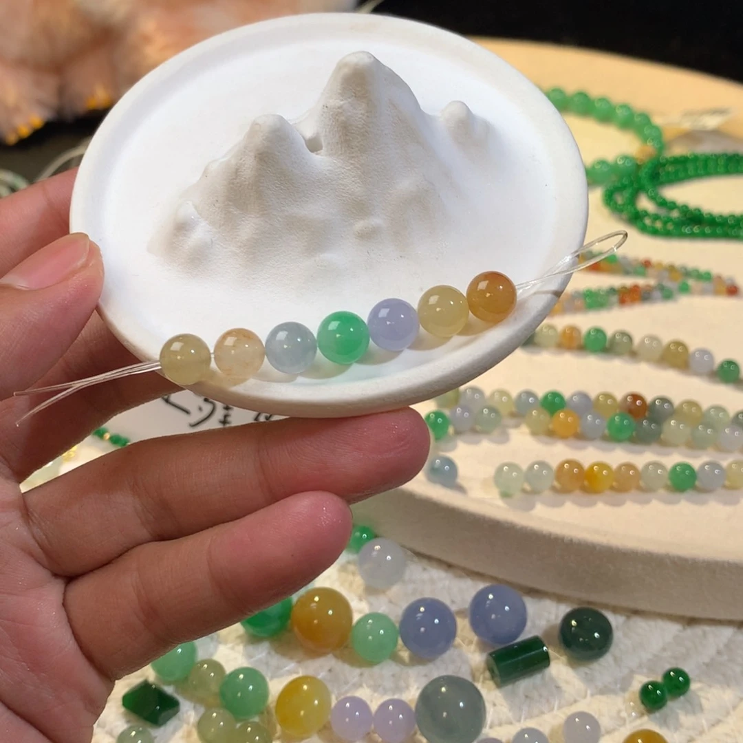 翡翠散珠多宝一组7mm