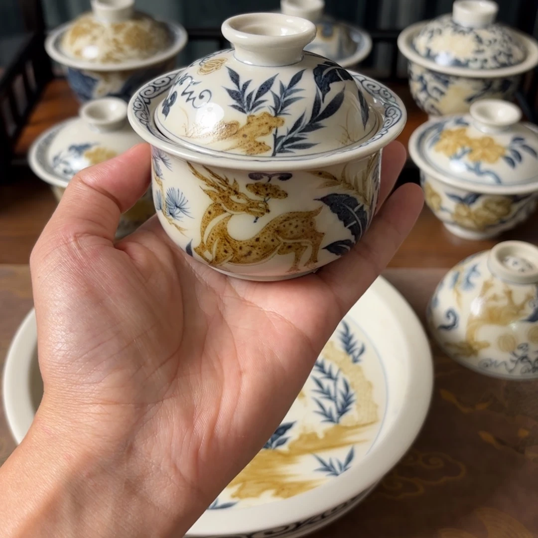 摆件景德镇手绘茶器瑕疵