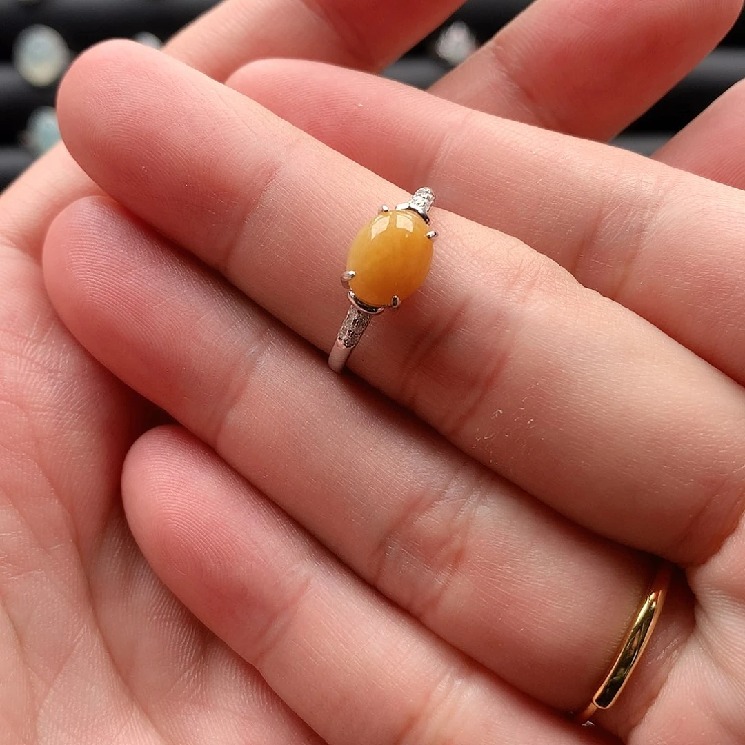 翡翠戒指银S925镶嵌0065