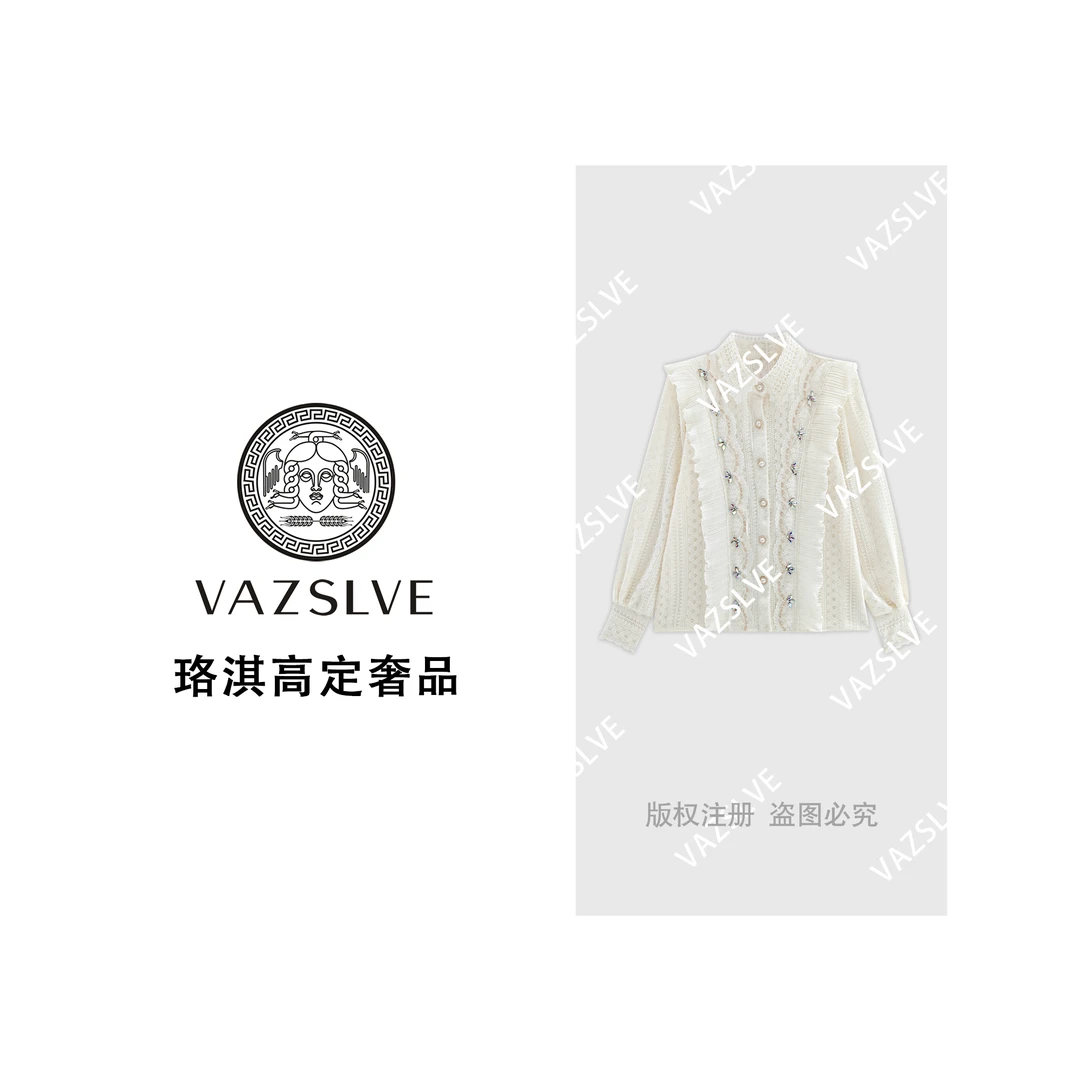 【VAZSLVE/珞淇高定】烫钻百搭镂空设计师休闲时尚气质T恤T9921