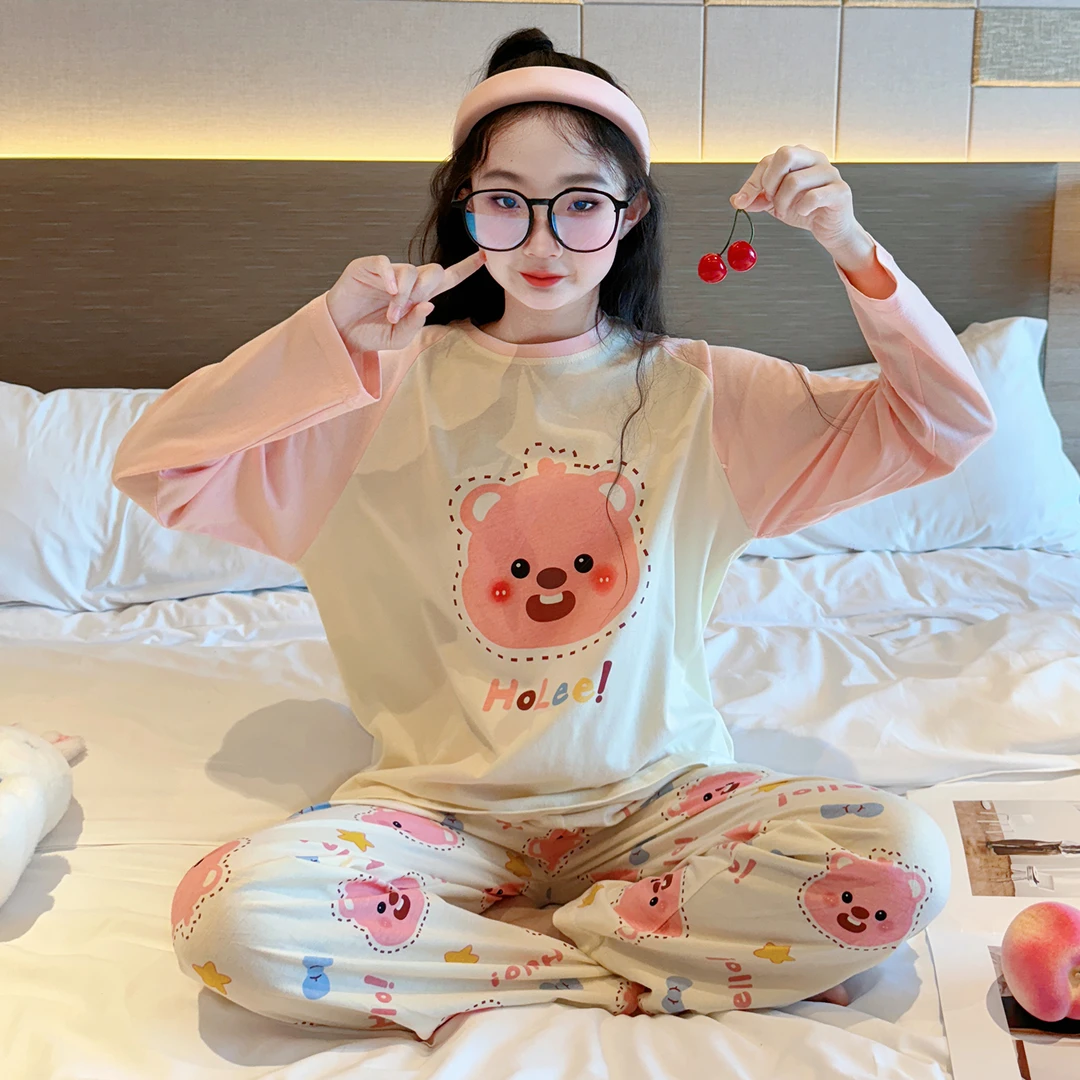 女童睡衣春秋2025新款儿童高颜值纯棉套装初中生女孩可外穿家居服