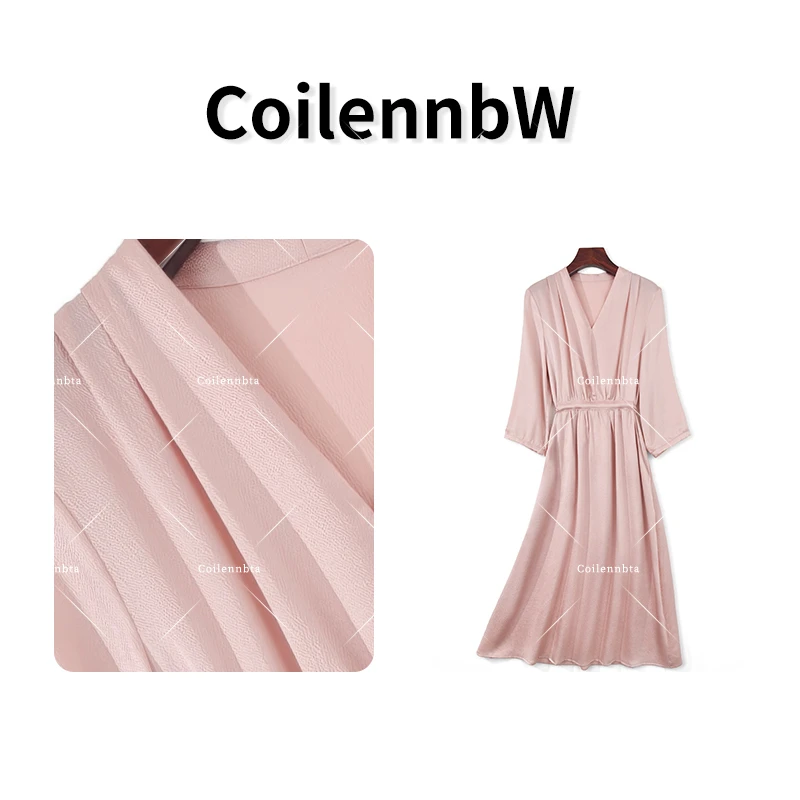 重磅桑蚕丝弹力缎连衣裙优雅气质收腰显瘦纯色2677款