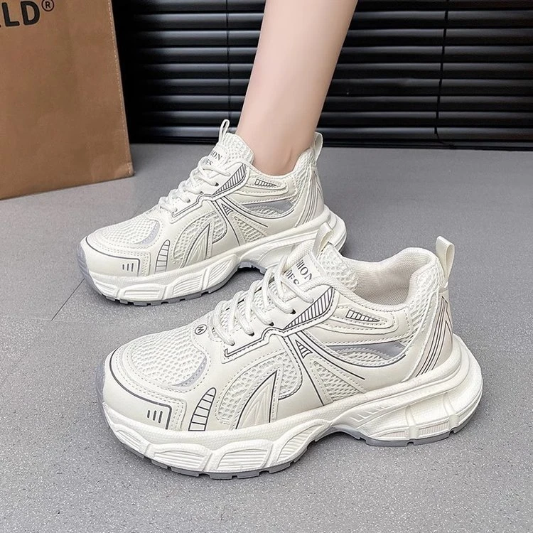 【飒飒熊】美式鞋子复古增高厚底老爹鞋女款2025新款轻便运动鞋