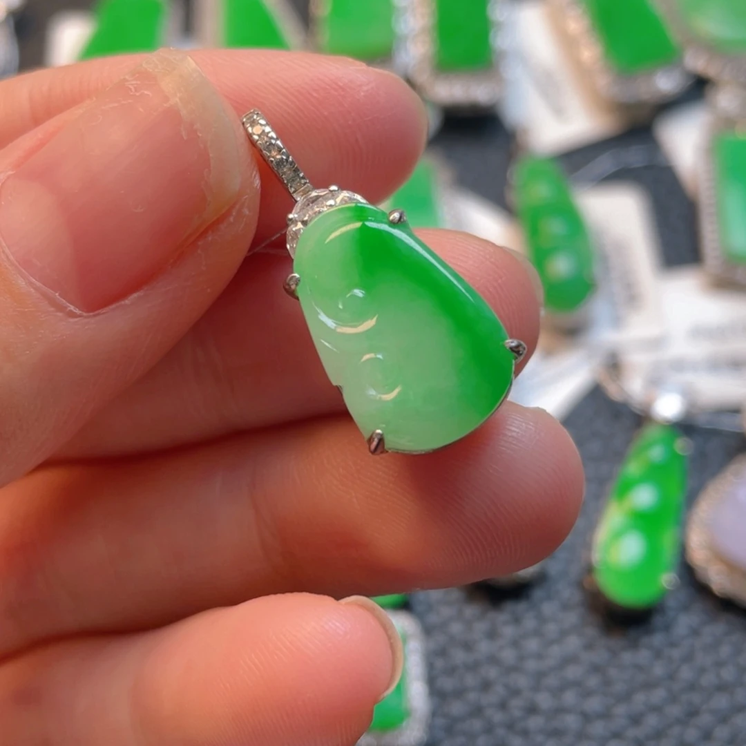 翡翠银S925镶嵌吊坠(不含链)