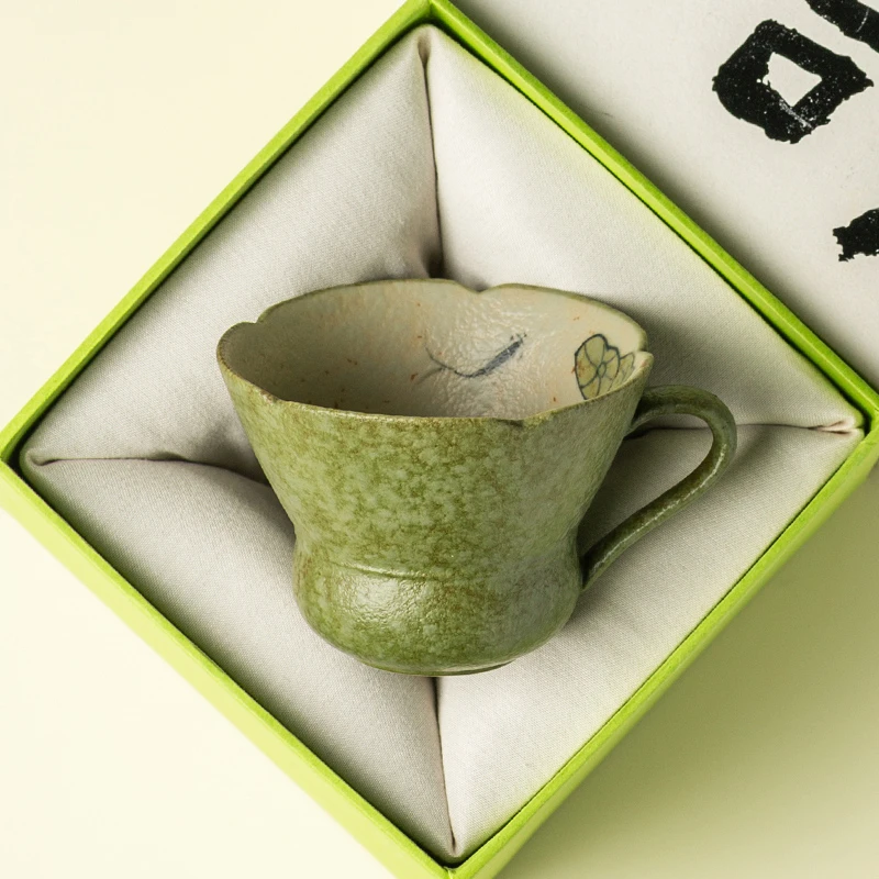 赞朴青橘茶杯主人杯陶瓷纯手绘荷鱼家用不烫手品茗杯功夫茶具把杯