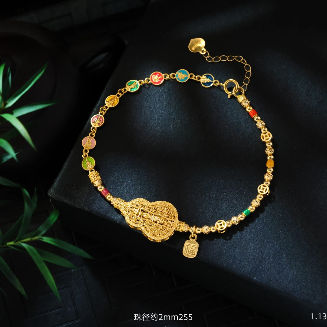 【金豆原创】太令八护||18K金山鬼花钱太太令葫芦八大守护手链S