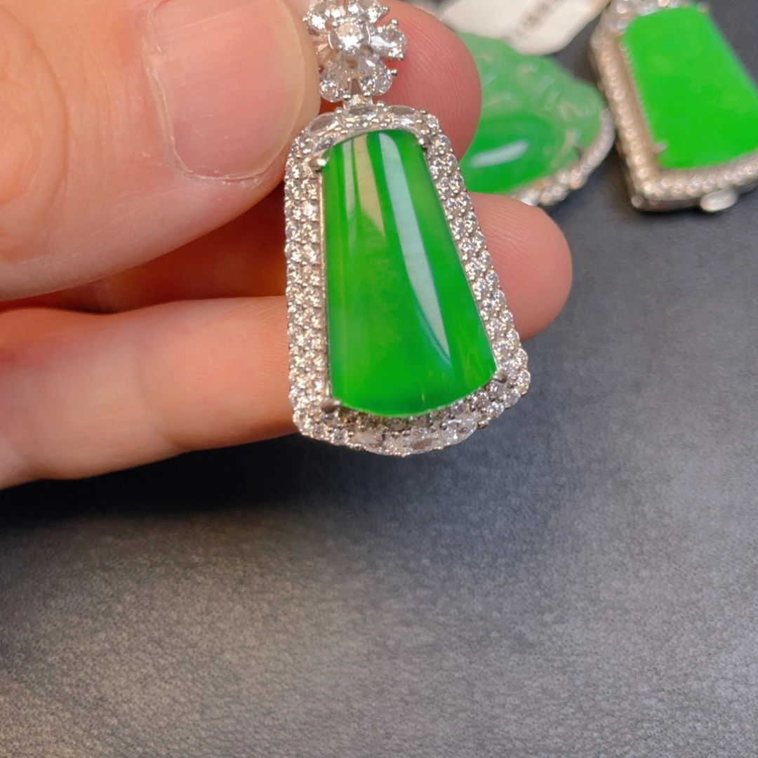 翡翠银S925镶嵌吊坠(不含链)