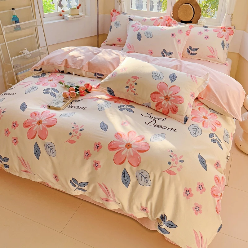 新款全棉100纯棉四件套小清新印花单人学生床上三件套被套床单