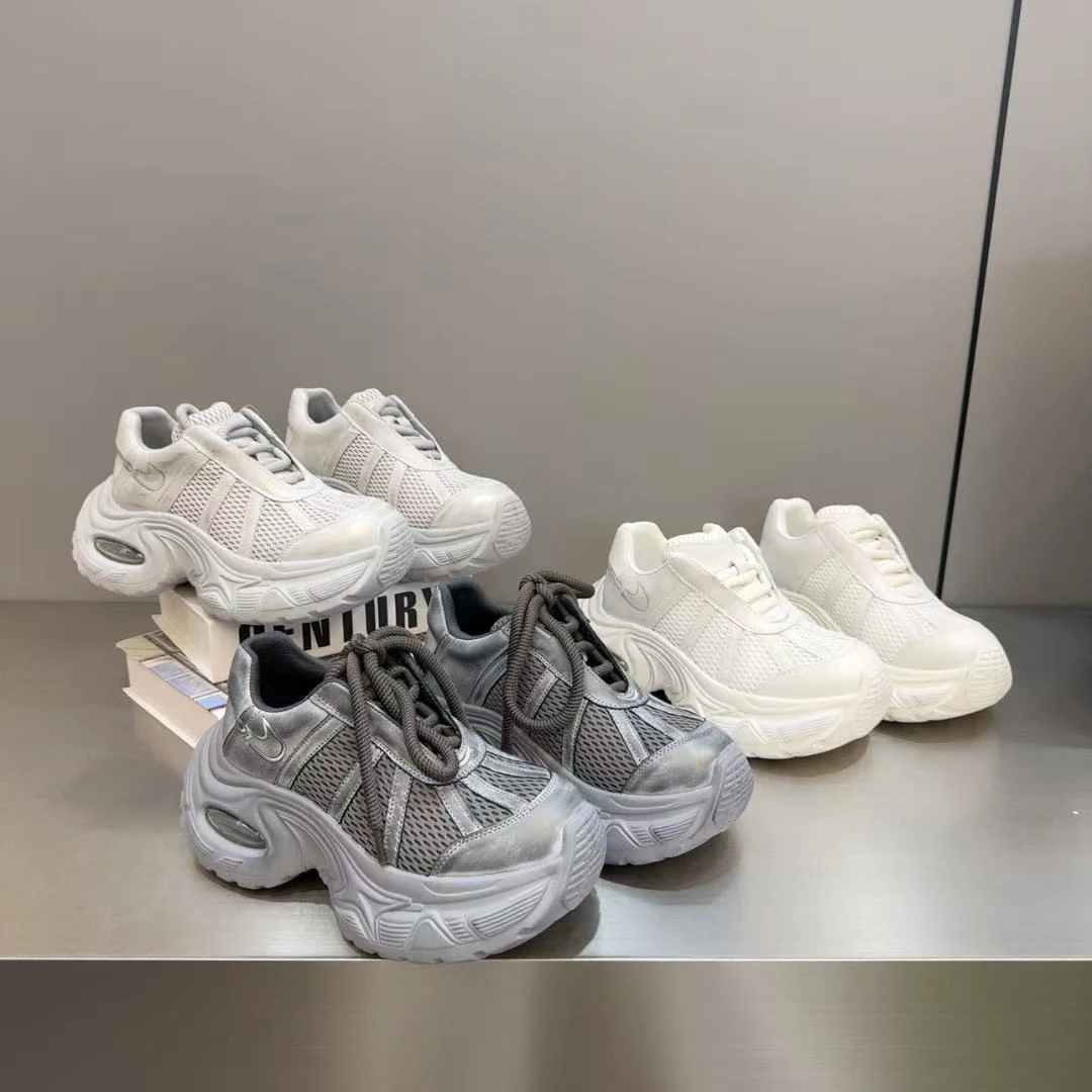 2025春季爆款松糕厚底增高透气轻奢小个子韩版旅游瑜伽休闲老爹鞋