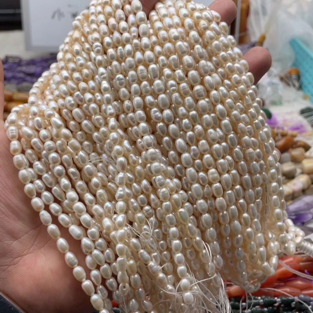玛瑙/玉髓合金珠宝半成品一条装卡4mm珍珠米珠