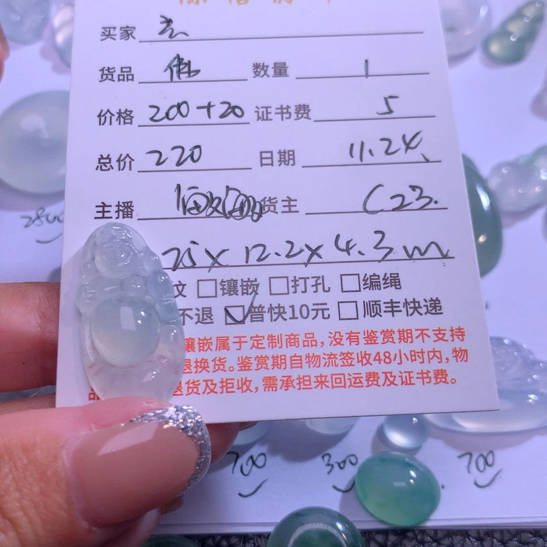 玄***G翡翠未镶嵌吊坠(不含链)翡翠吊坠