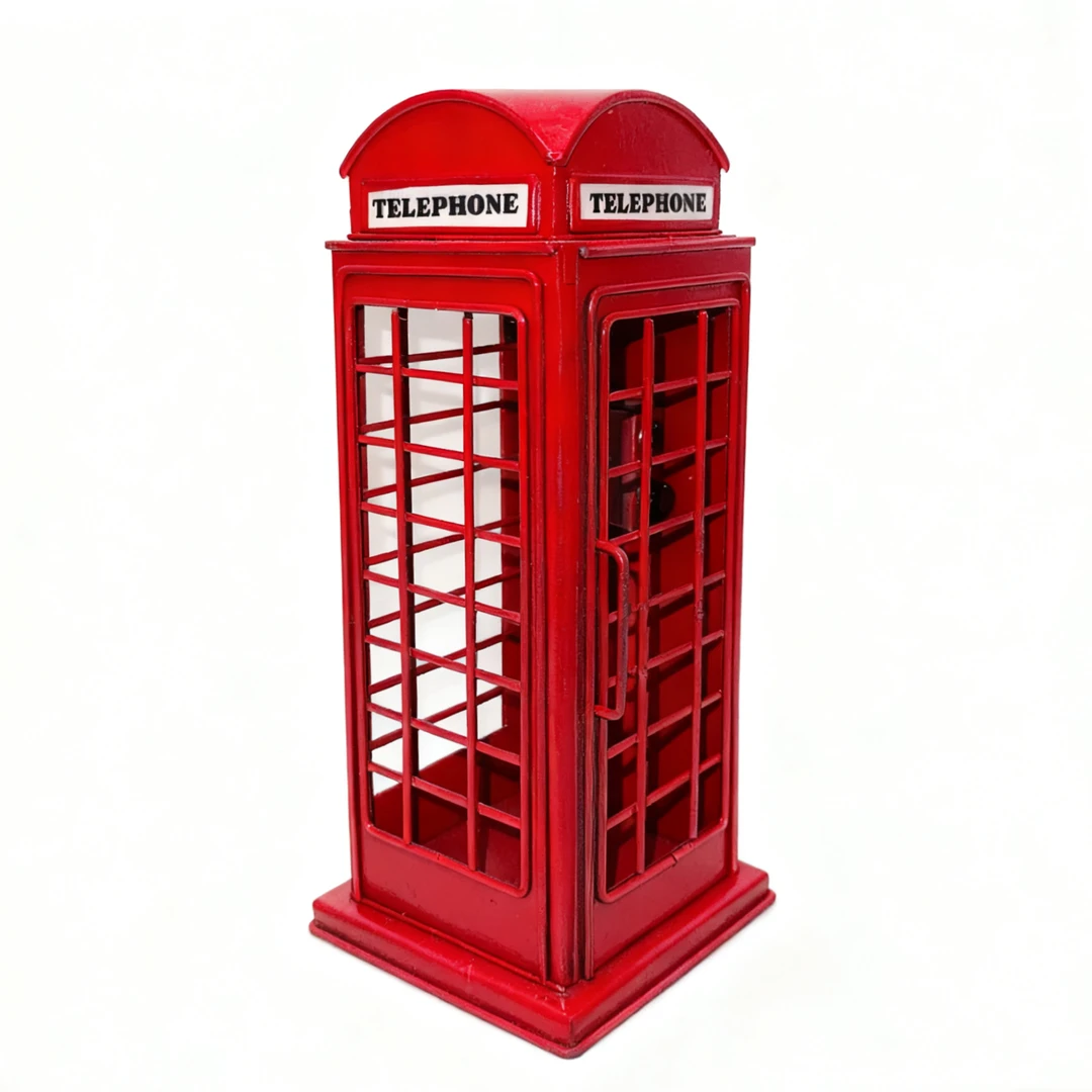 复古美式电话亭合金模型摆件收藏送礼手工老式