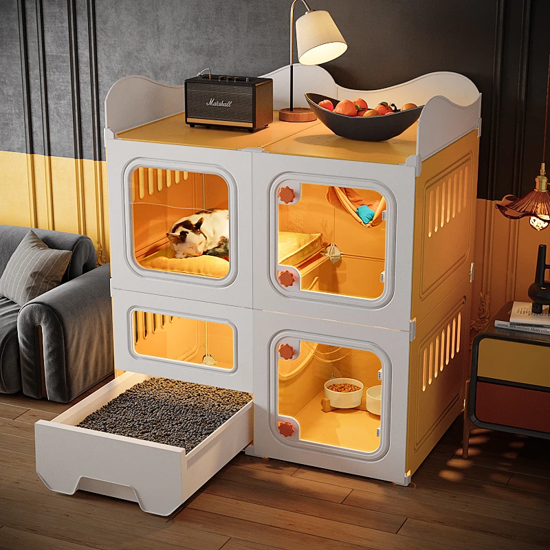 猫笼子家用室内别墅厕所一体猫咪屋舍猫窝养猫专用双层猫柜不占地