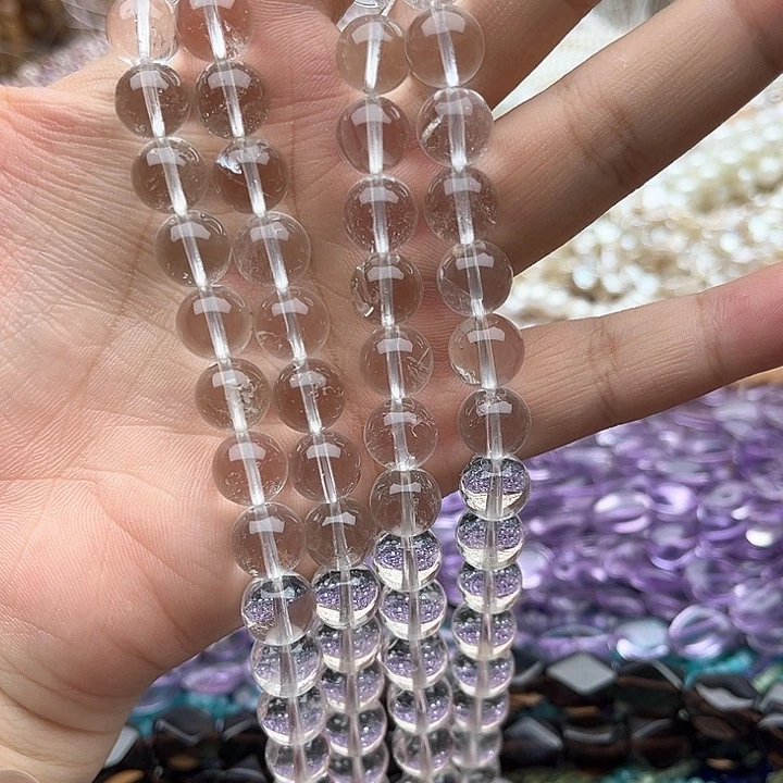 未镶嵌玛瑙/玉髓珠宝半成品一条10mm左右白水晶