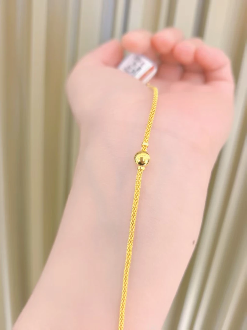 足金999一个转运珠编织款5G手链精致百搭黄金手链