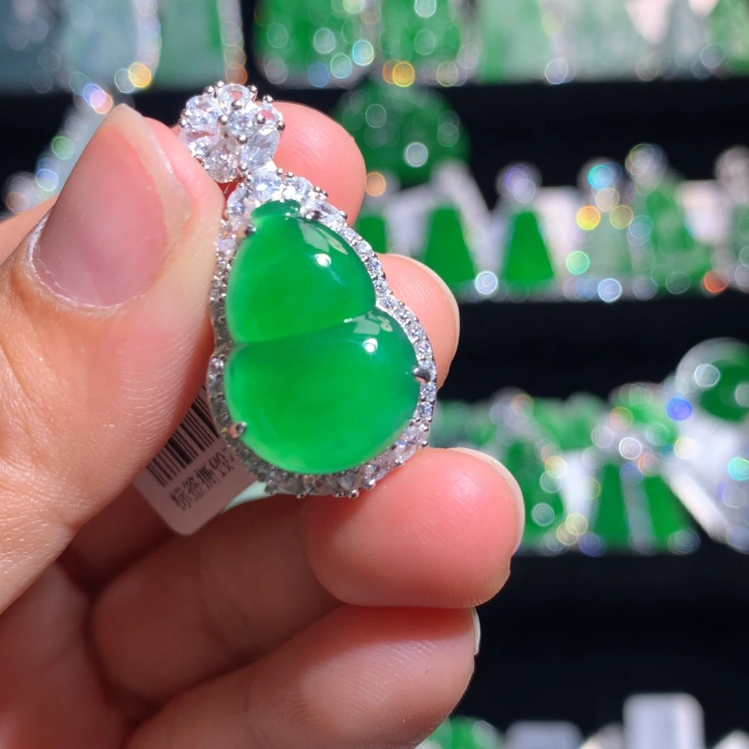 【闪购商品】翡翠银S925镶嵌颈饰天然翡翠