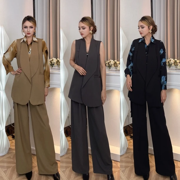 ADLA春季新款裤子夏季马甲套装马甲两件套高级感显气质