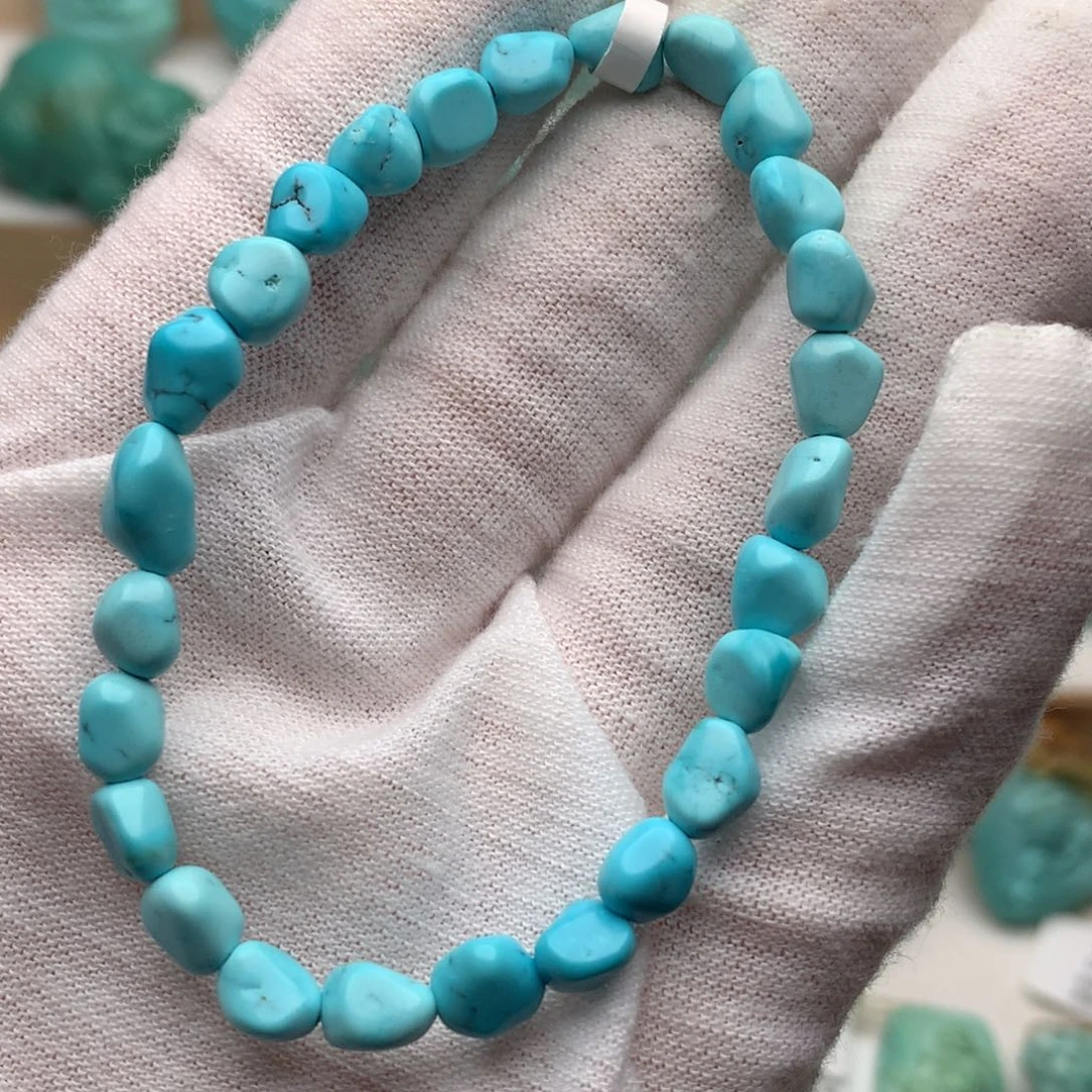 绿松石未镶嵌珠宝奇石高瓷蓝随行手串6.3mm