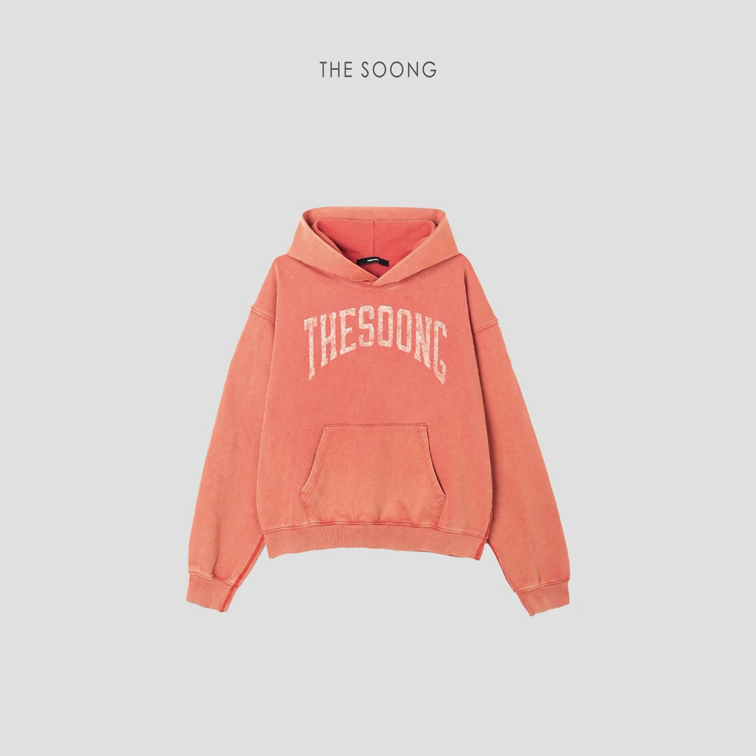 THESOONG|"自我再塑"重工全棉炒盐水洗做旧字母连帽卫衣HWWY7739