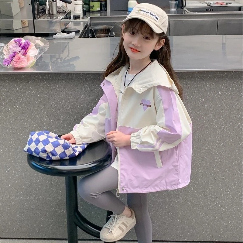 女童外套春秋款2025新款小女孩春款衣服小学生春款上衣儿童冲锋衣