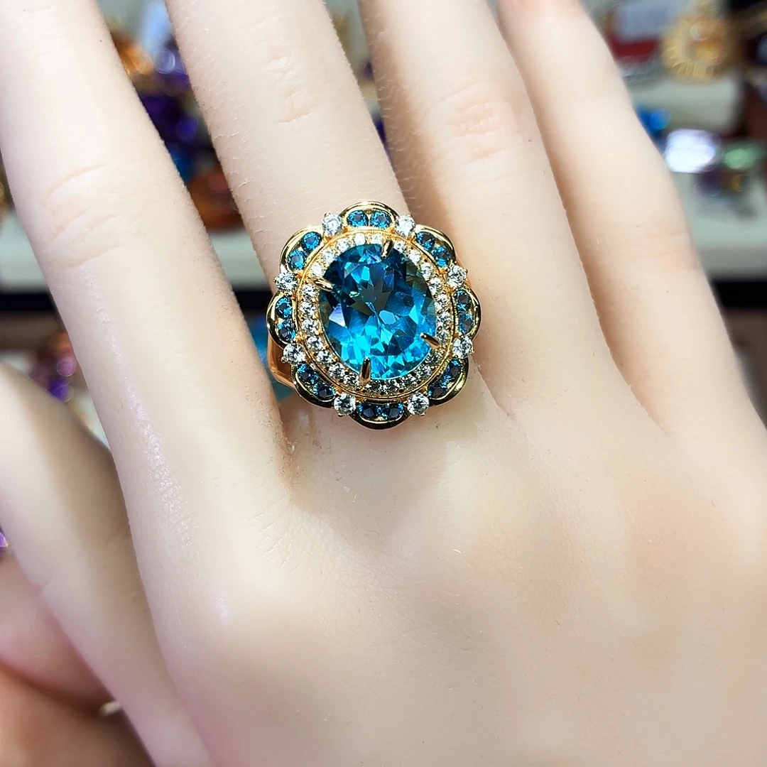 银S925镶嵌托帕石戒指