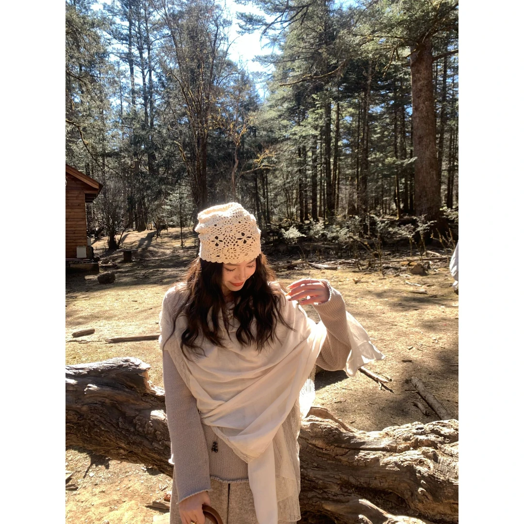 XURUOTAO  【蕾丝亚麻围巾】气质时尚复古优雅 T5101