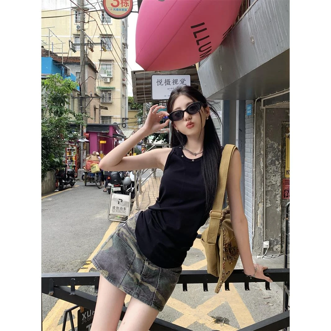维多利亚美式星星铆钉吊带背心女夏季修身无美式无袖通勤吊带背心