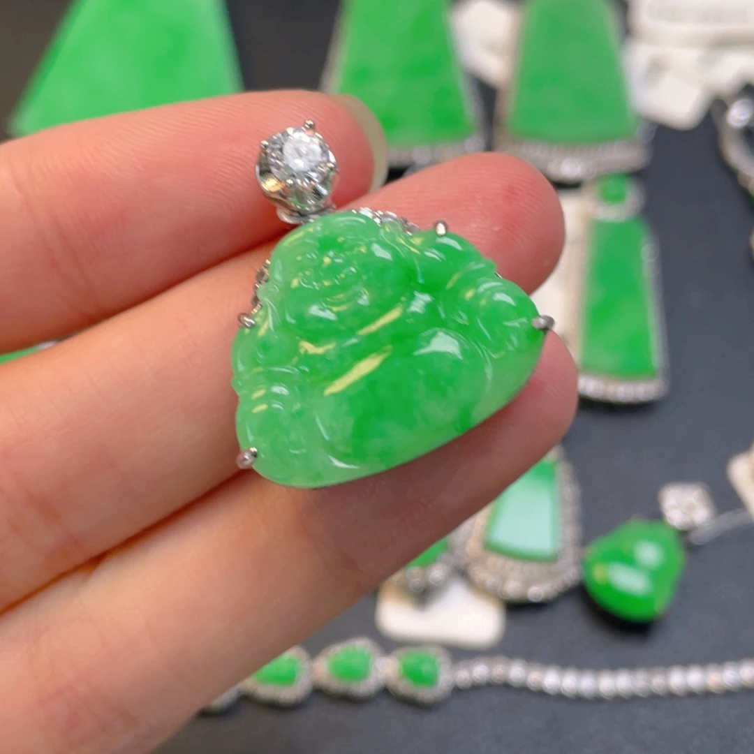 翡翠银S925镶嵌吊坠(不含链)