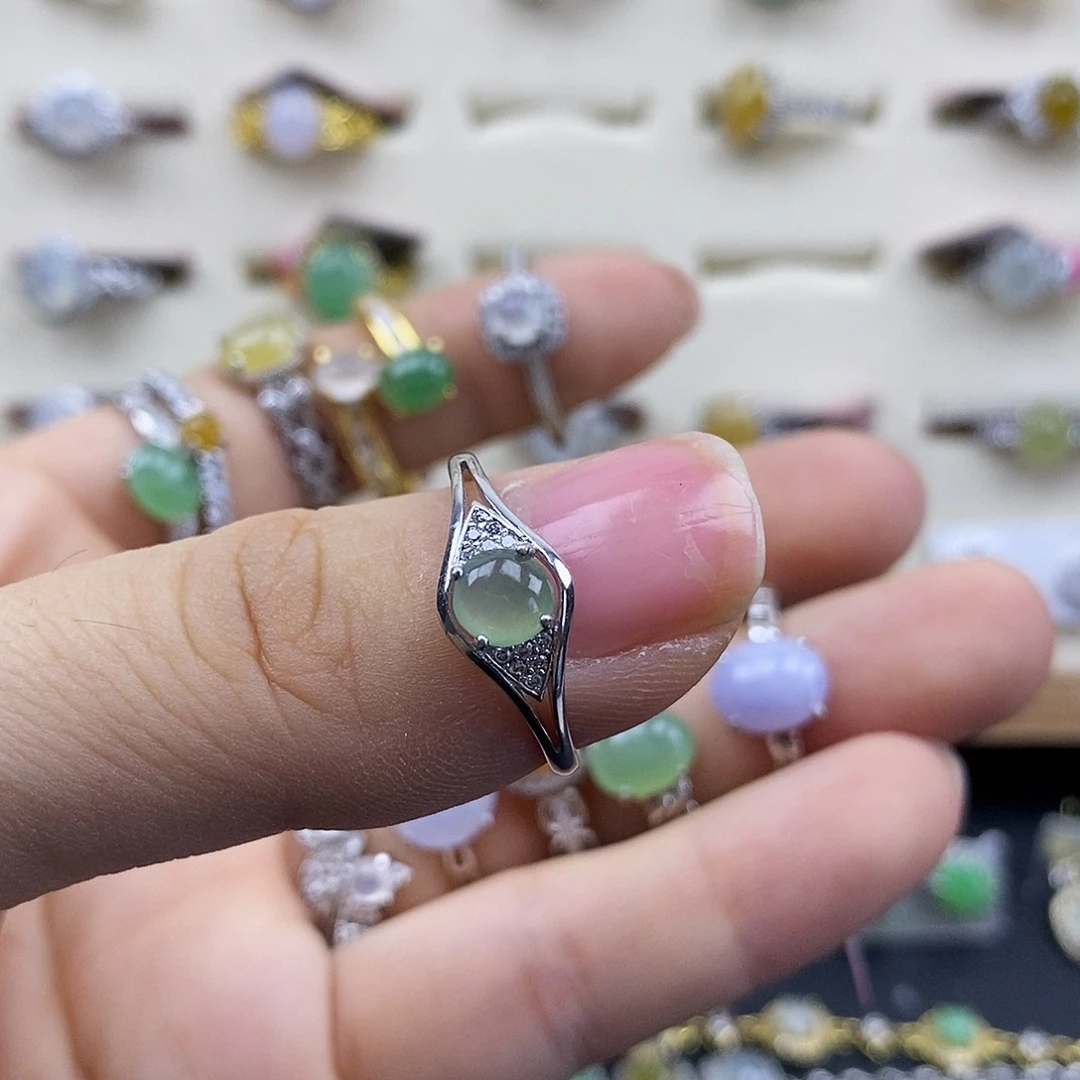 翡翠银S925镶嵌戒指