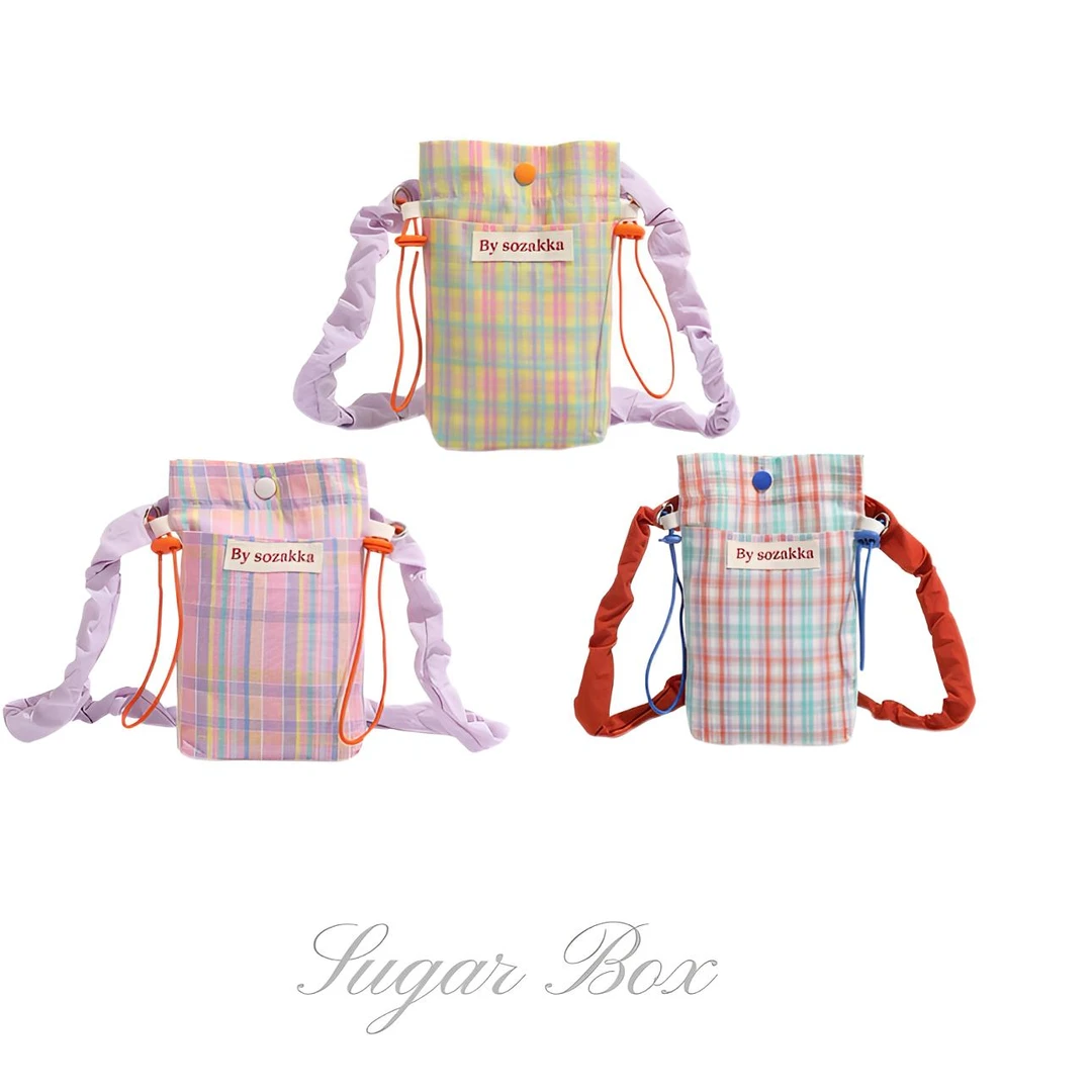 斜挎包2025夏季爆款多巴胺色小方格子百搭小清新便携式【SugarBox】
