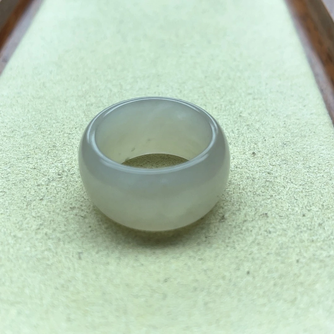 未镶嵌戒指和田玉54冰藕粉墩墩14码
