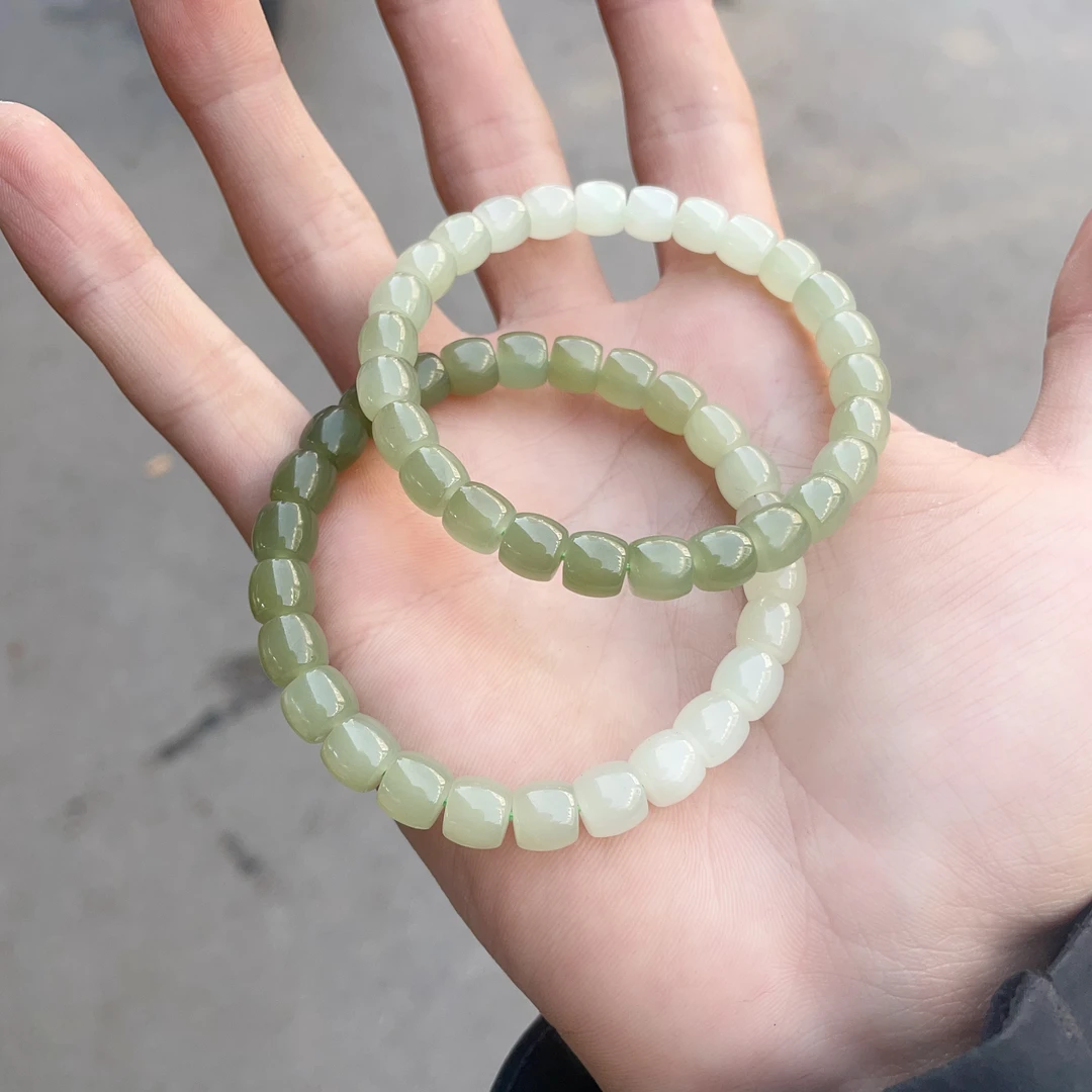 天然和田玉渐变直切手串约7x8mm左右多样性拍一发一r