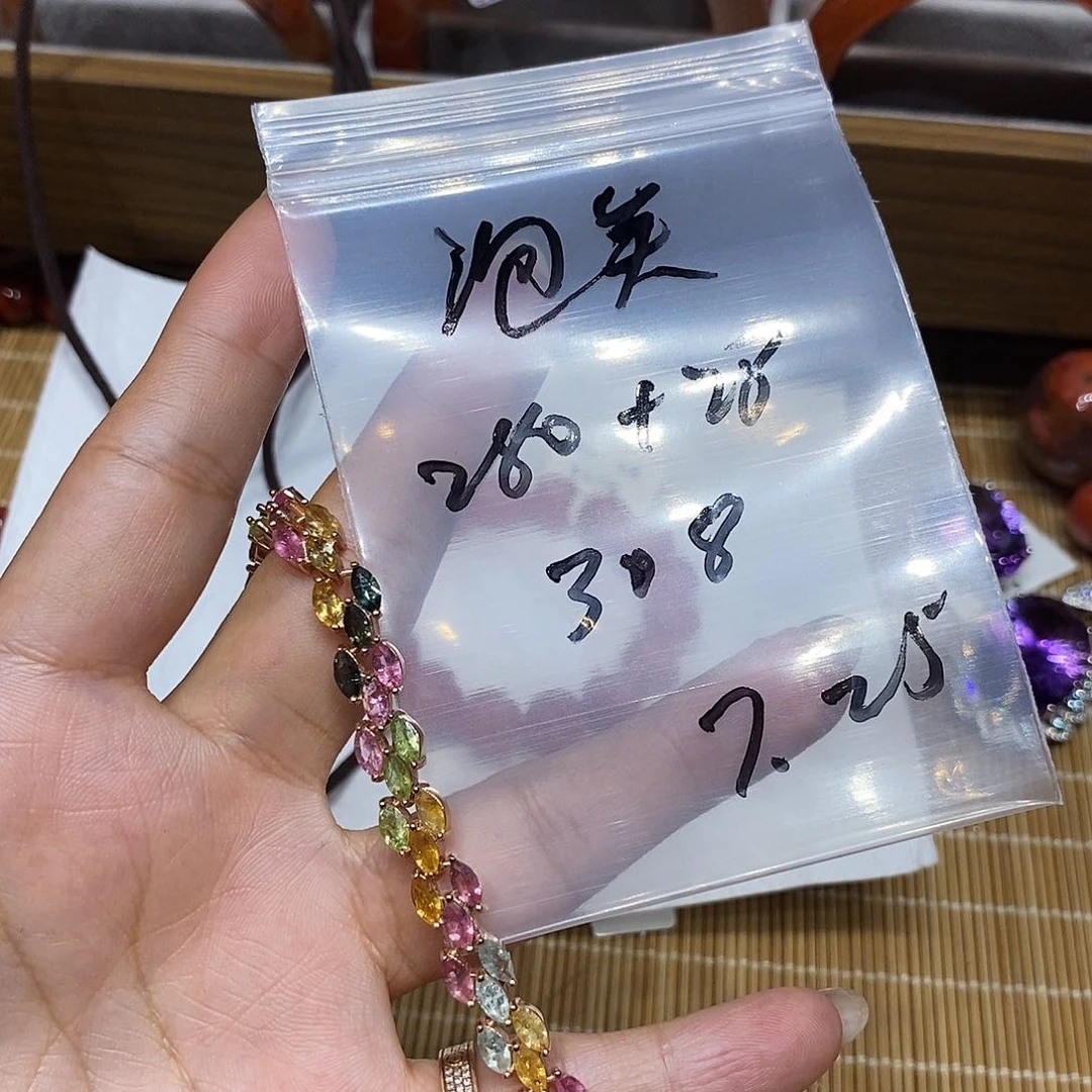 泡***王手链银S925镶嵌碧玺