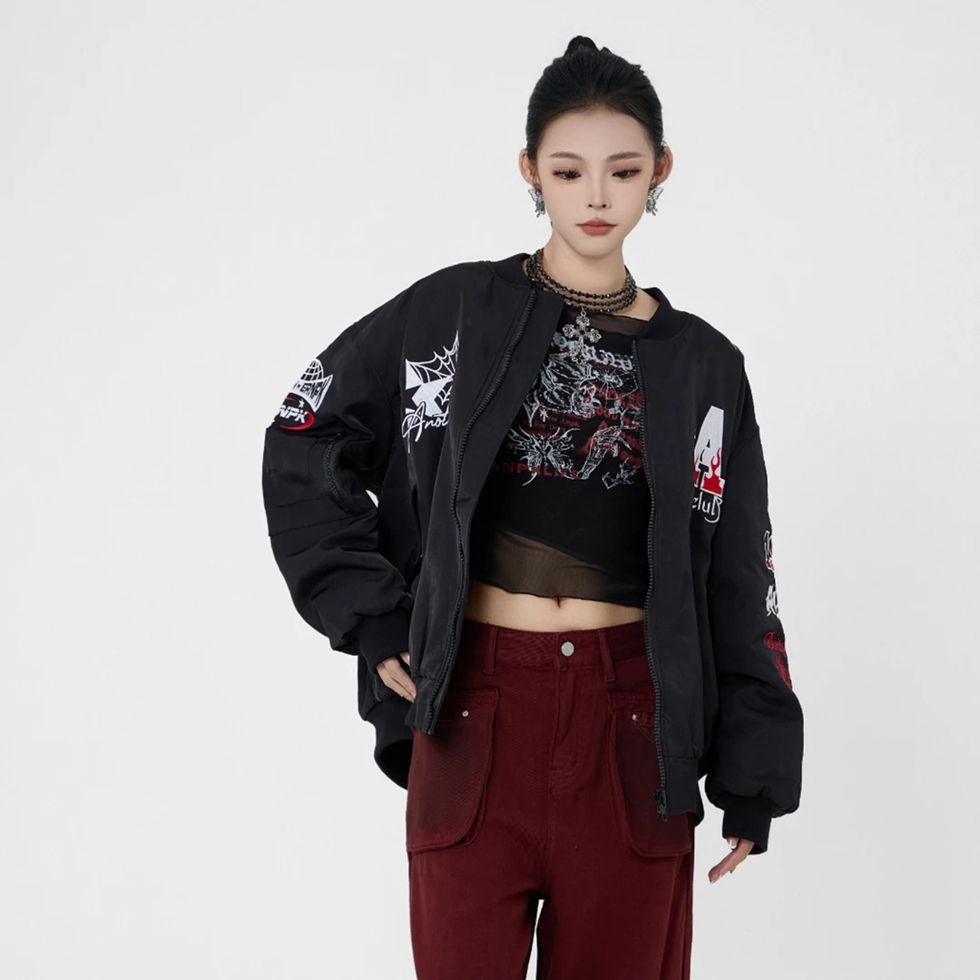 ANPK女装美式复古宽松棒球服外套AD121I8593