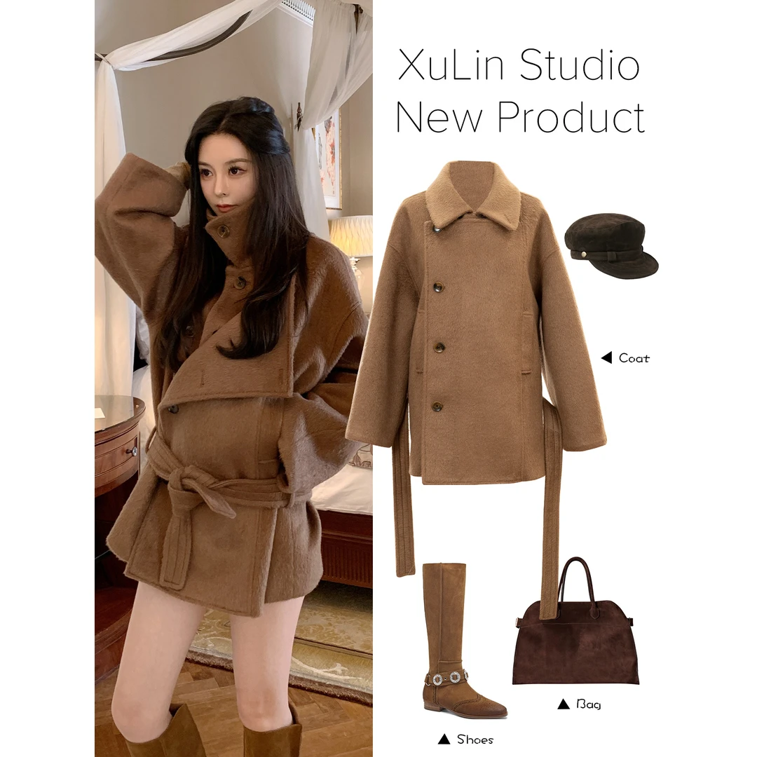MINISTUDIO徐琳「伦敦旧时」翻边领羊毛混纺毛呢外套x240595