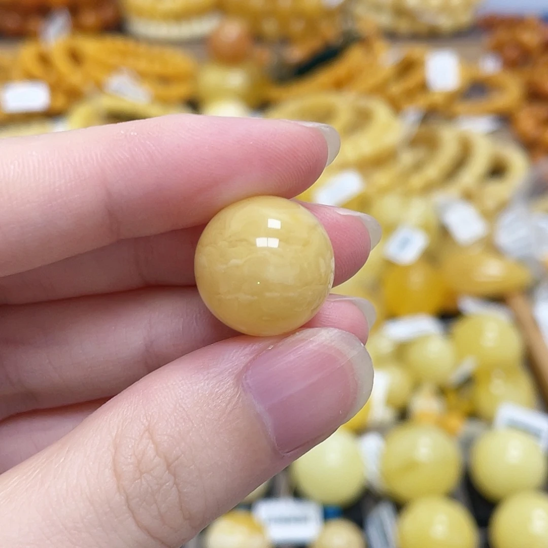 蜜蜡未镶嵌珠宝奇石圆珠浓蜡浓蜜虎皮16.5m m