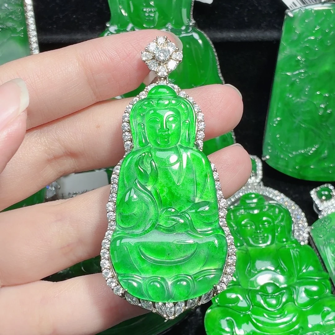 翡翠银S925镶嵌颈饰天然A货翡翠