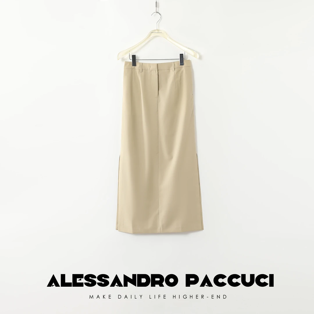 【孤品特价不退不换】洛哥42050QB【春雨煎茶】绵羊毛侧开叉半裙