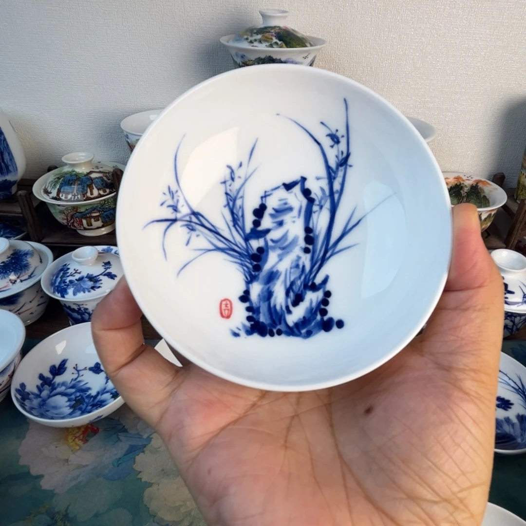 忠意堂釉下彩兰花