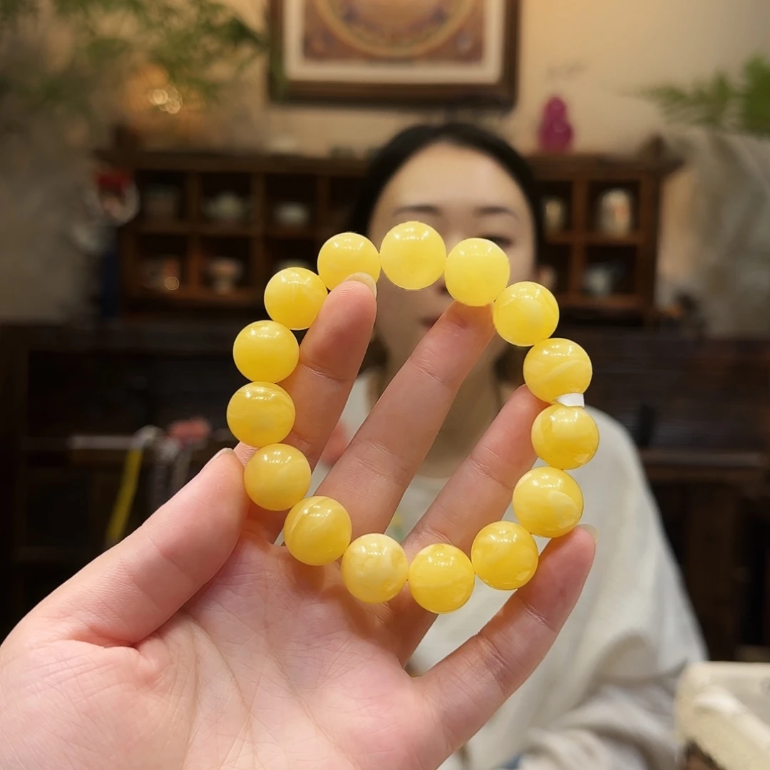 蜜蜡未镶嵌手串15mm蜜蜡素串