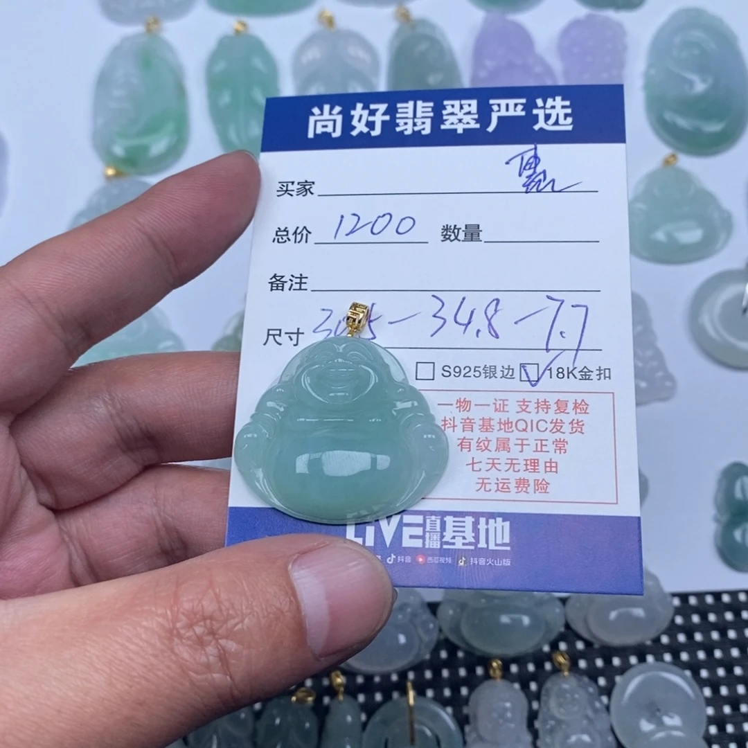 惠***'翡翠18K金镶嵌颈饰天然翡翠