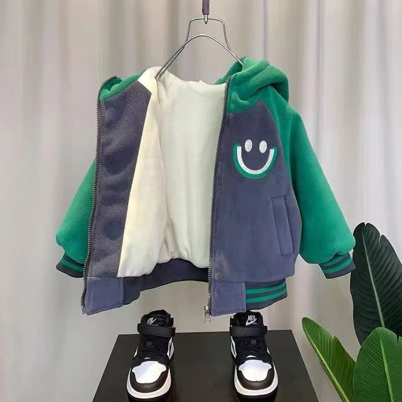 （非图片款4号）童装春秋洋气针织休闲连帽套装时尚加绒童装秋冬