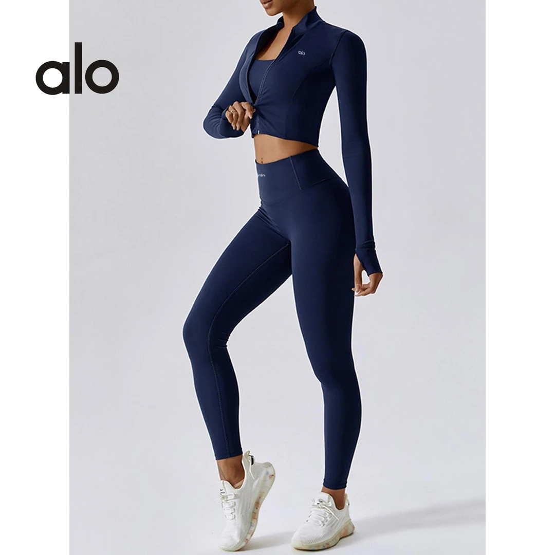 ALO瑜伽服运动健身紧身显瘦跑步背心速干长袖普拉提训练套装