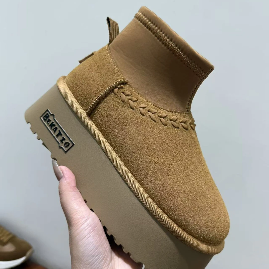 新疆包邮2025新款冬季时尚雪地靴舒适百搭加绒高帮厚底5cm保暖