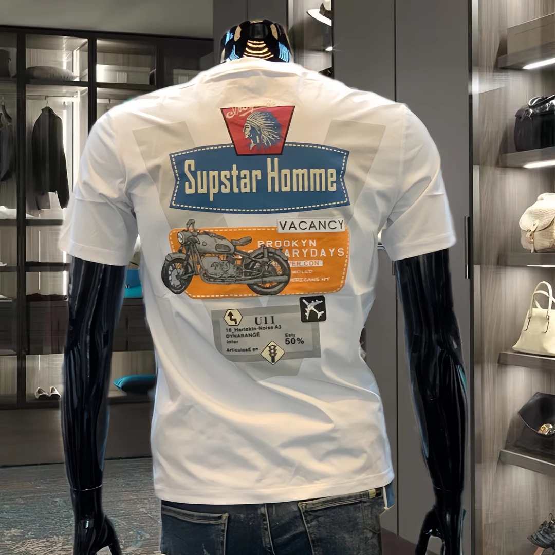 欧洲站时尚男士春夏新款高级潮牌短袖青年轻奢丝光棉品质T恤上衣