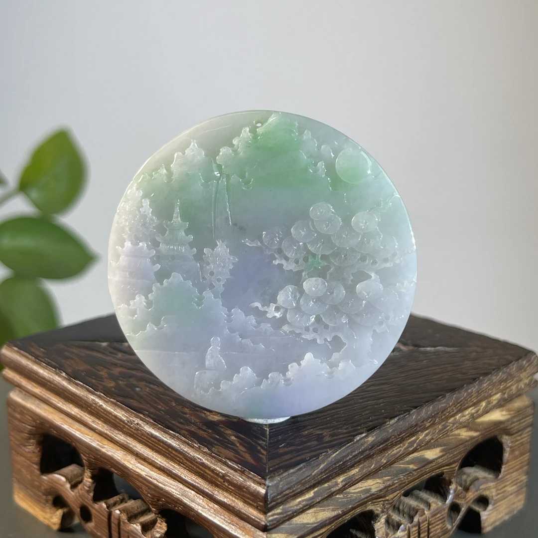 JCA23-55 天然翡翠缅甸A货 山水牌