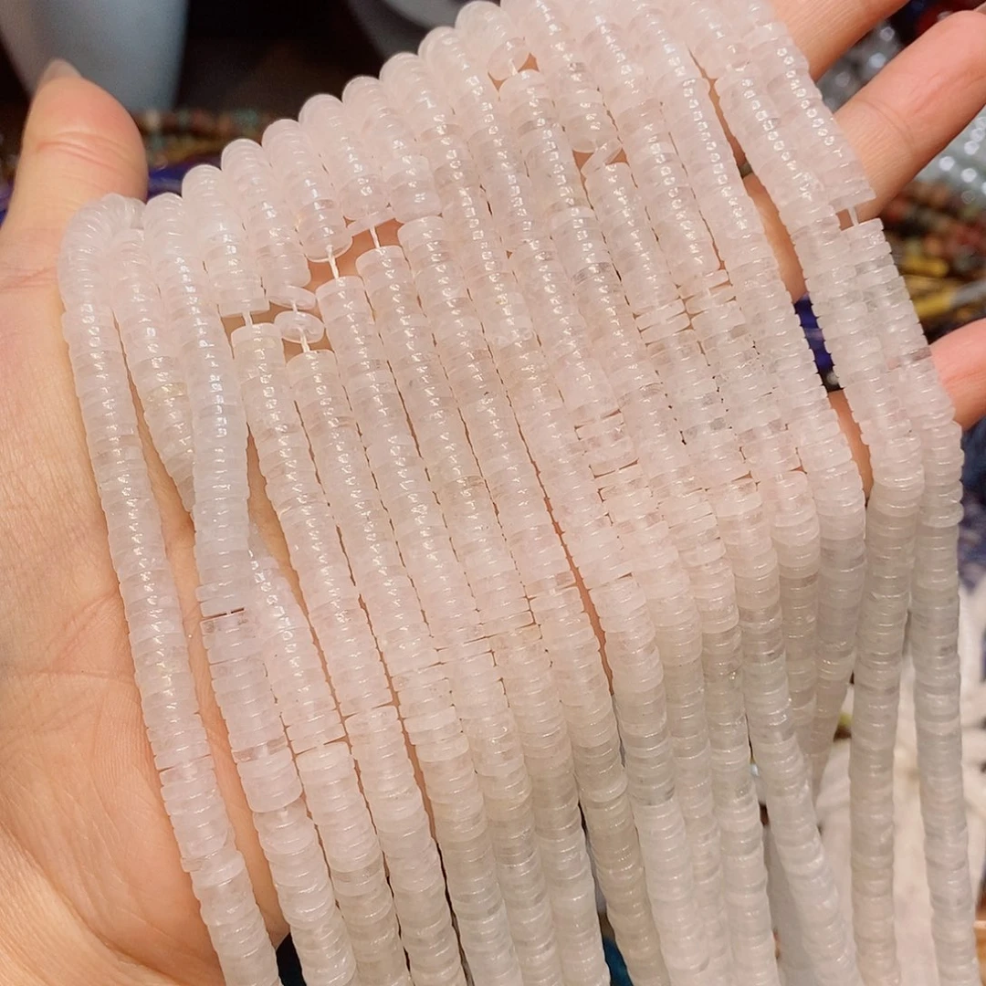 玛瑙/玉髓未镶嵌珠宝半成品6mm白水晶隔片一条