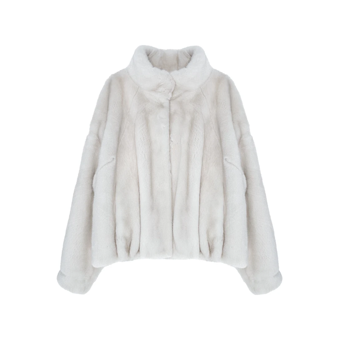 稀有本色淡紫水貂 进口天鹅绒整貂皮草外套女冬GGS2509QY8193