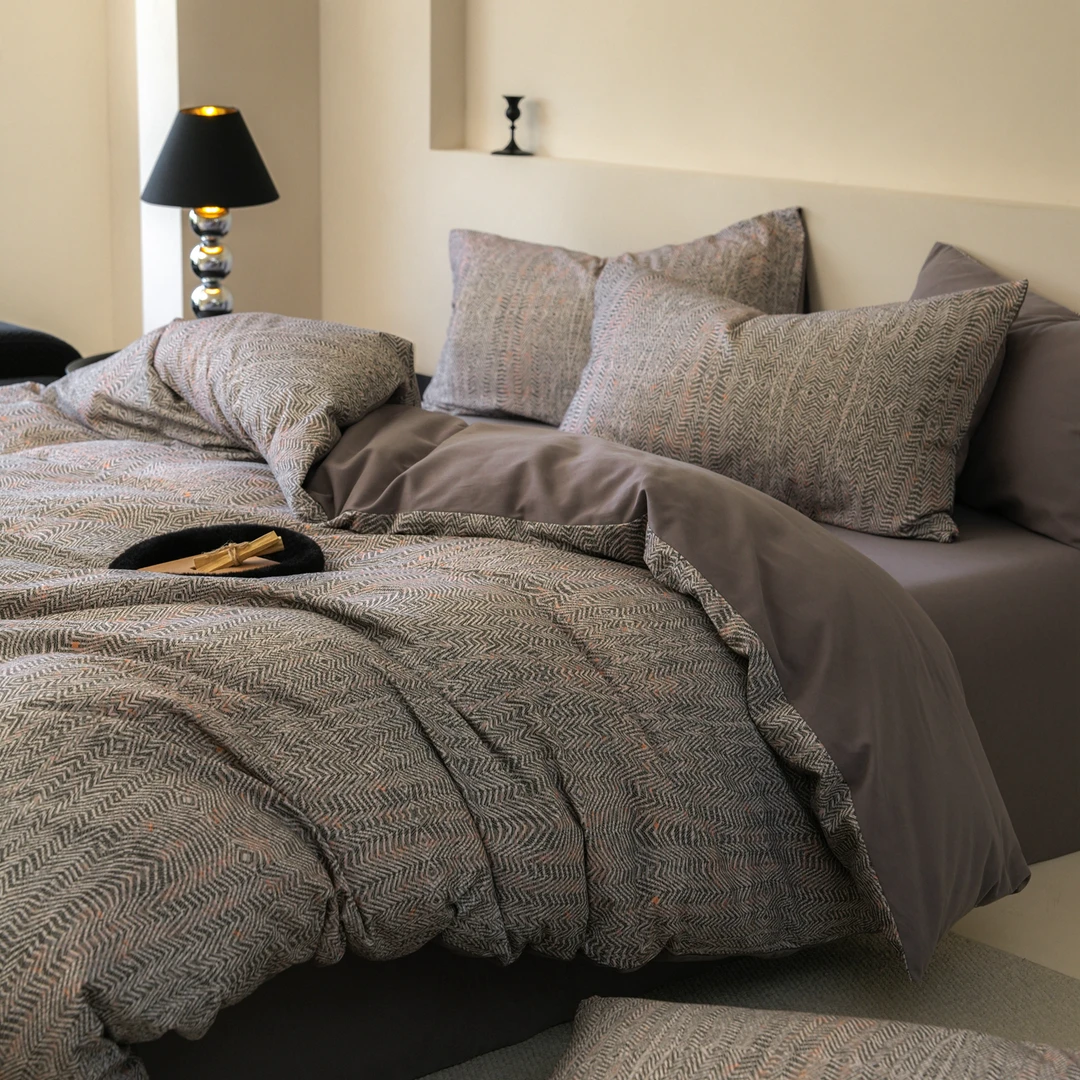 全棉磨毛秋冬加厚保暖四件套高级感纯棉A类床单被套床上用品床笠